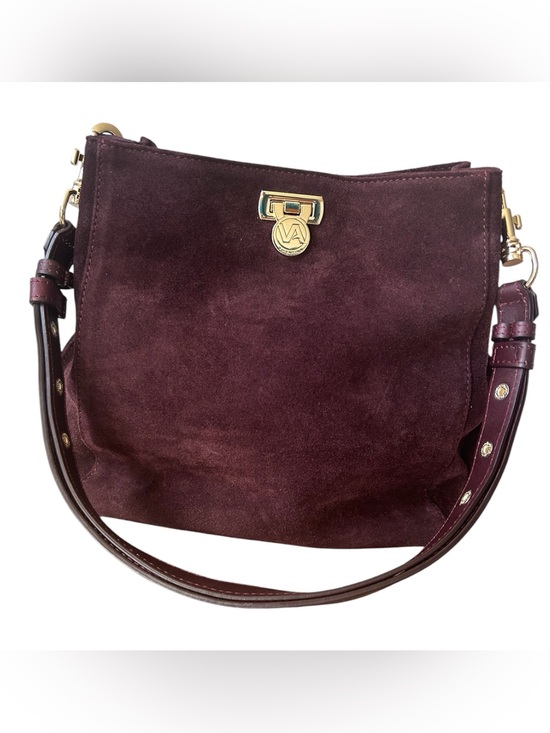 Valentina Handbags - Valentina Genuine Leather near new Burgundy Suede Shoulder Purse w/Gold